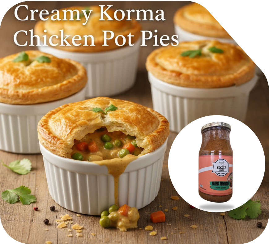 Creamy Korma Chicken Pot Pies with Simply Deli Creamy Korma Sauce