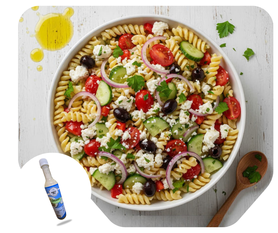 Mediterranean Pasta Salad with Simply Deli Creamy Dressing